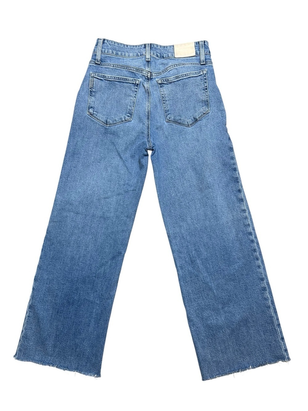 Paige Sasha wide leg jeans blue raw hem size 27 high rise medium wash revolve - Picture 3 of 11